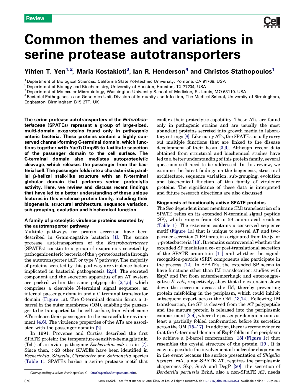Common themes and variations in serine protease autotransporters