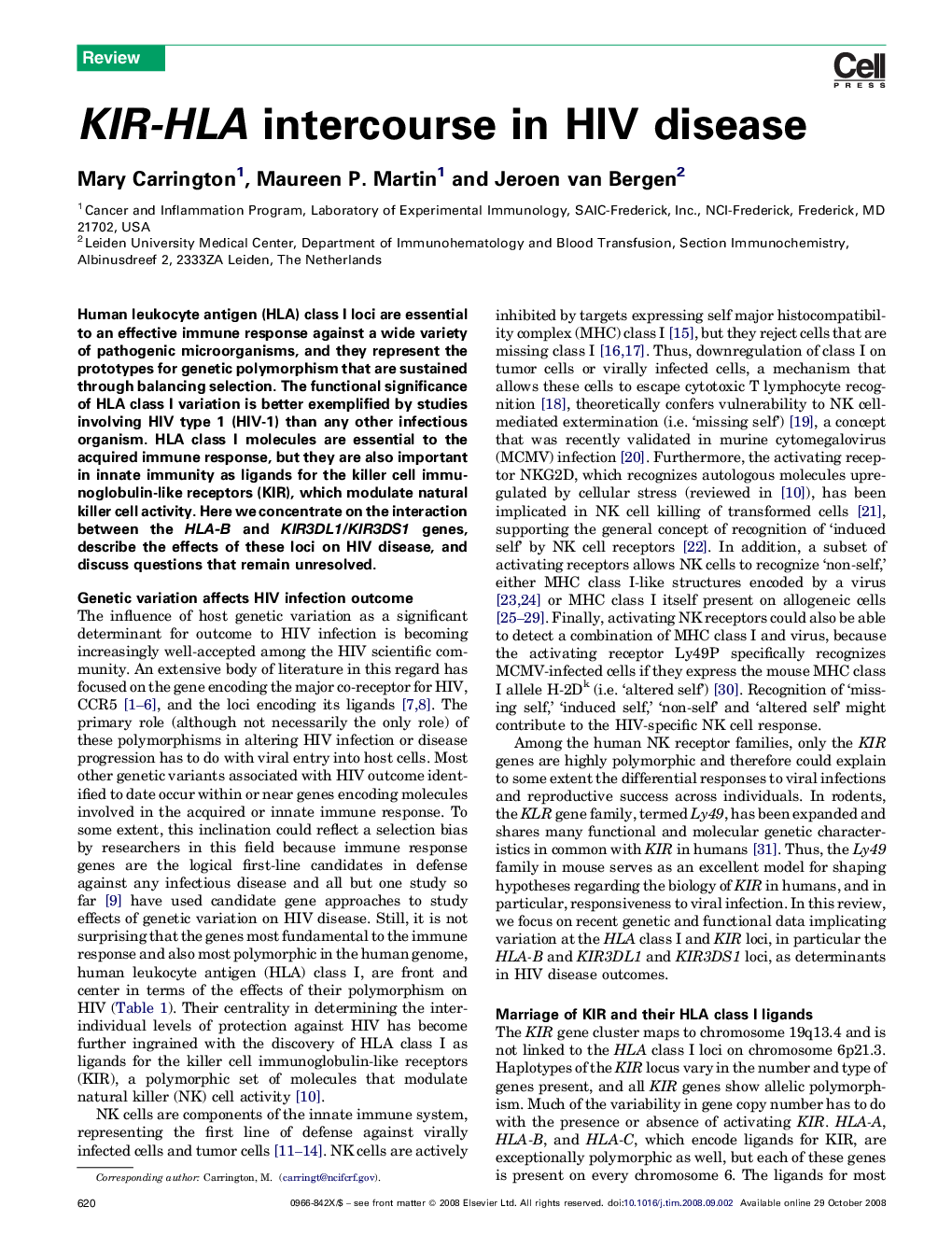 KIR-HLA intercourse in HIV disease