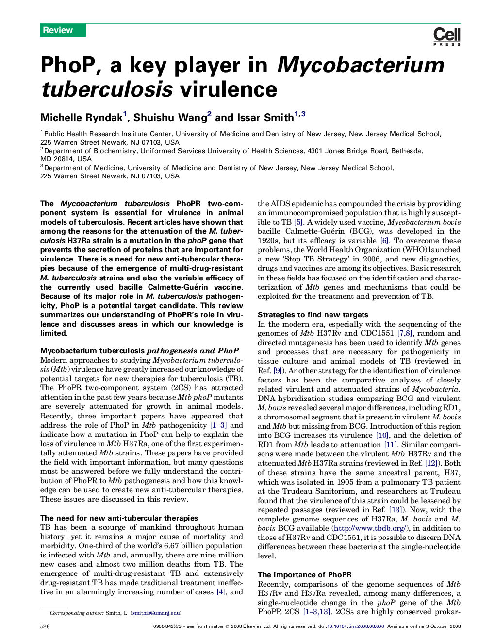 PhoP, a key player in Mycobacterium tuberculosis virulence