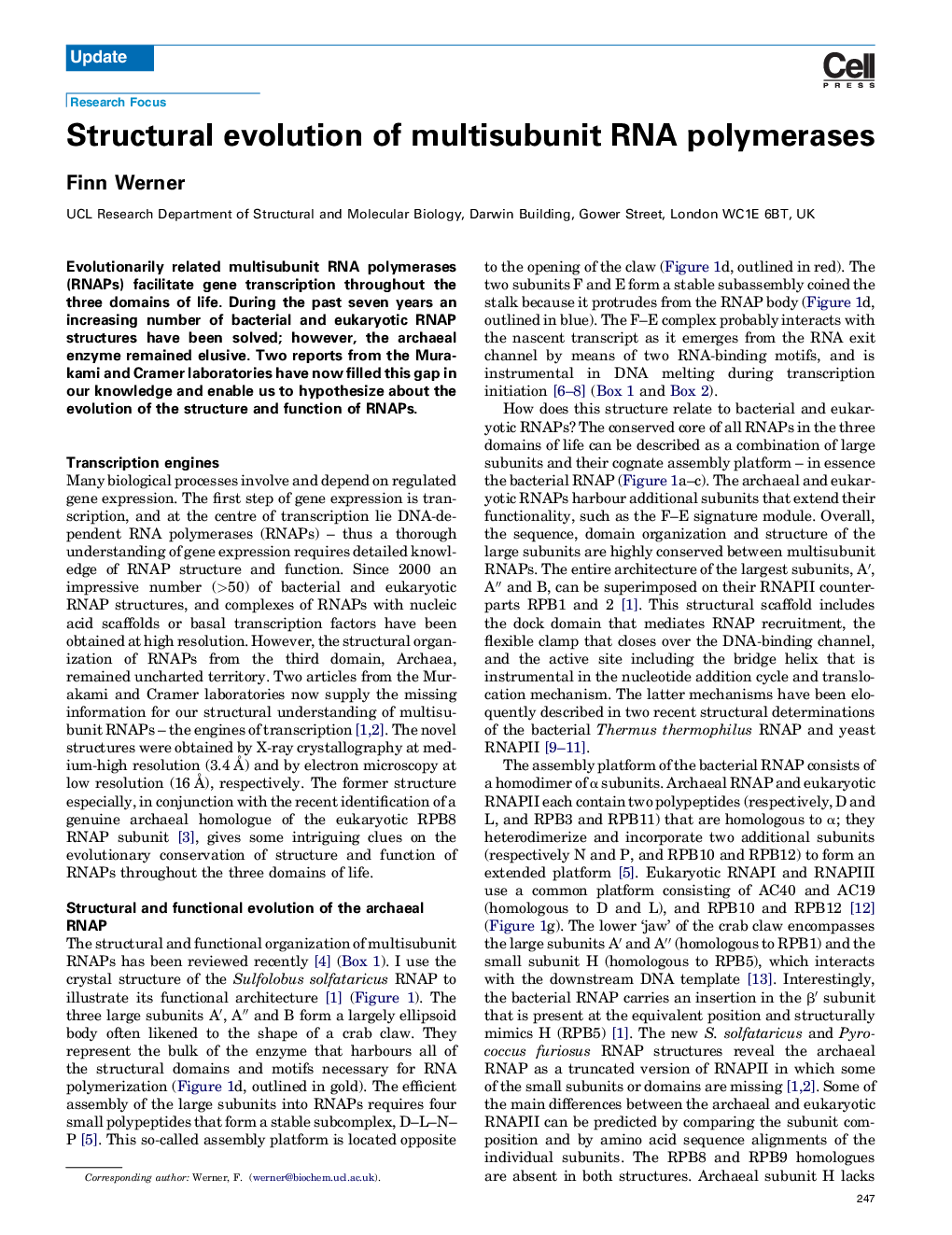 Structural evolution of multisubunit RNA polymerases