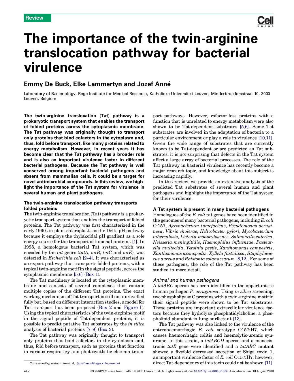 The importance of the twin-arginine translocation pathway for bacterial virulence