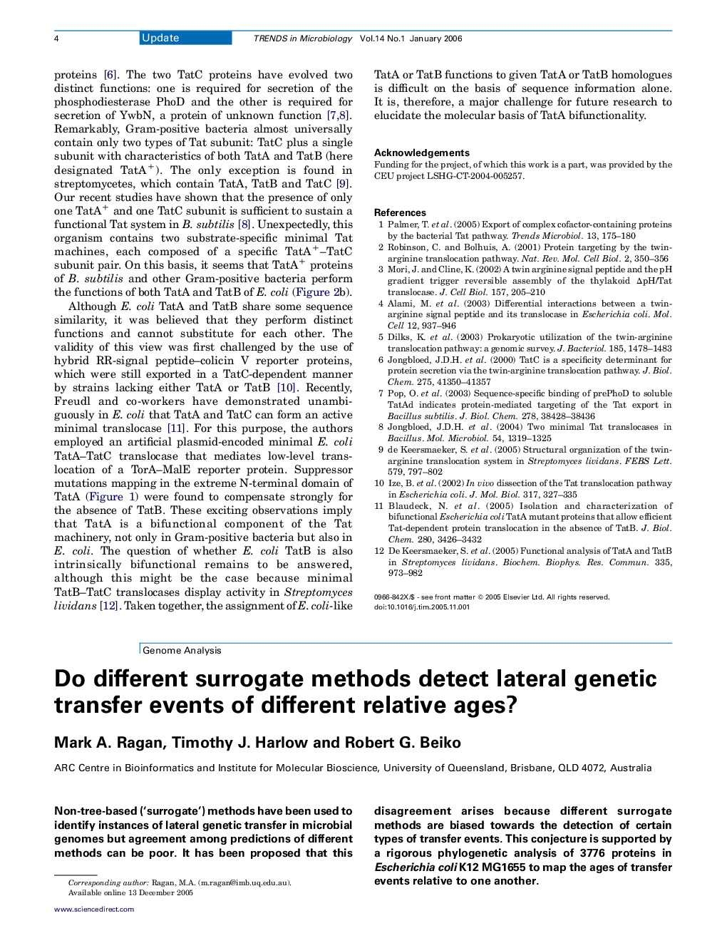 Do different surrogate methods detect lateral genetic transfer events of different relative ages?