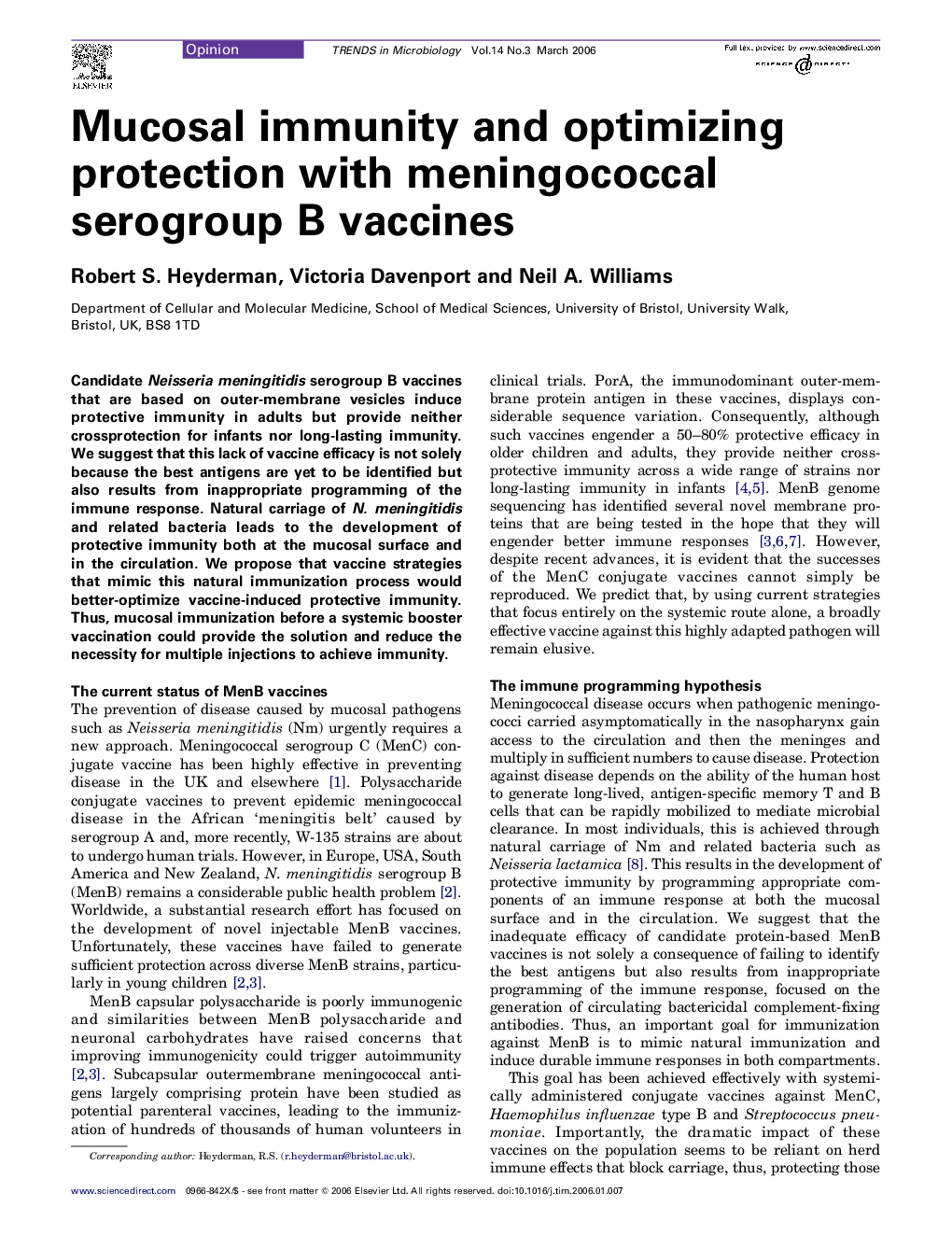 Mucosal immunity and optimizing protection with meningococcal serogroup B vaccines