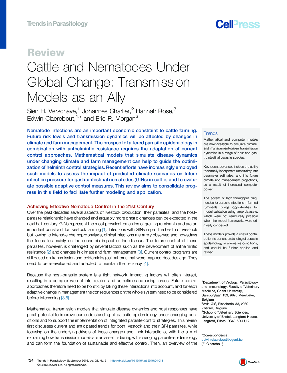 Cattle and Nematodes Under Global Change: Transmission Models as an Ally