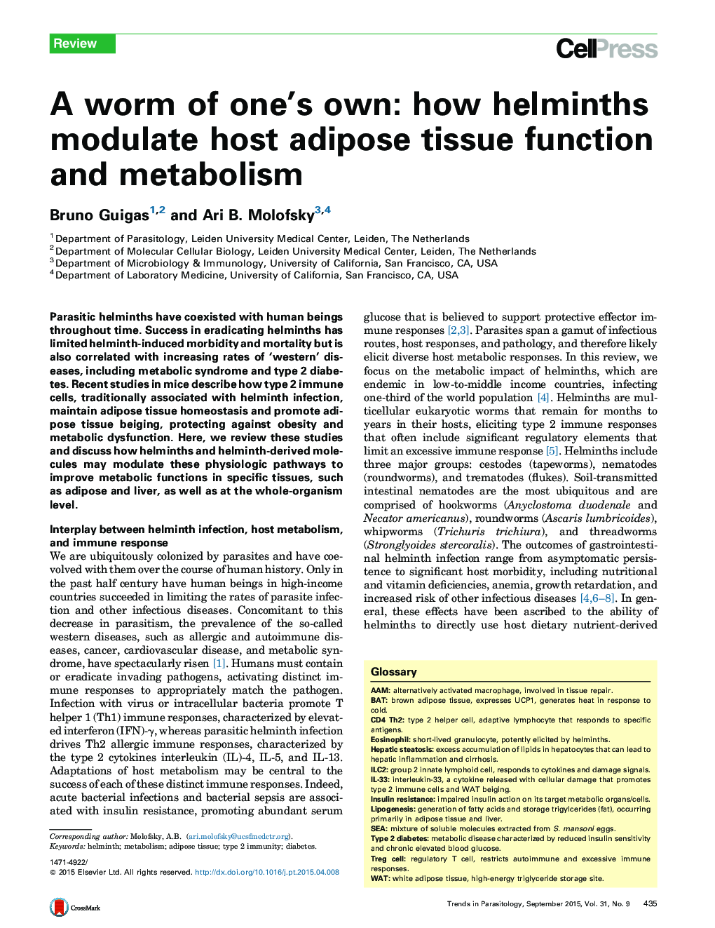 A worm of one's own: how helminths modulate host adipose tissue function and metabolism