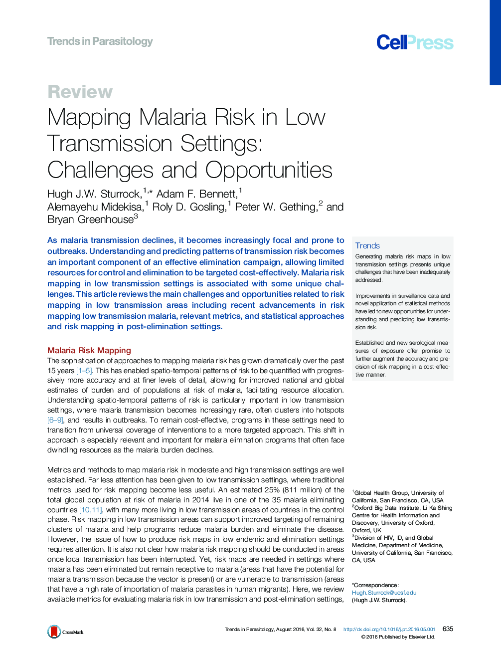 Mapping Malaria Risk in Low Transmission Settings: Challenges and Opportunities