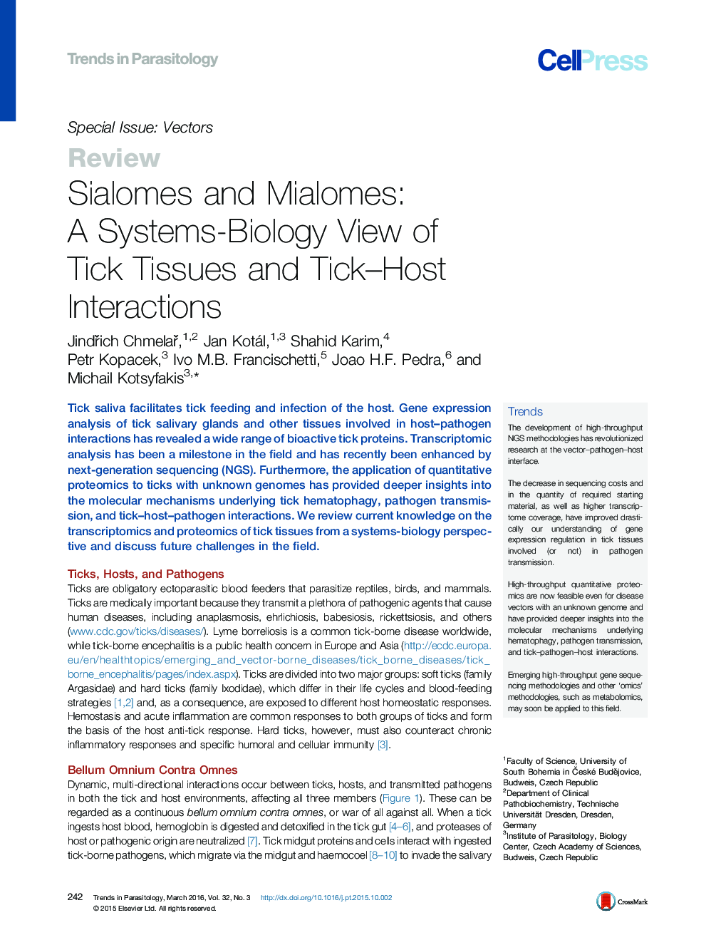 Sialomes and Mialomes: A Systems-Biology View of Tick Tissues and Tick–Host Interactions