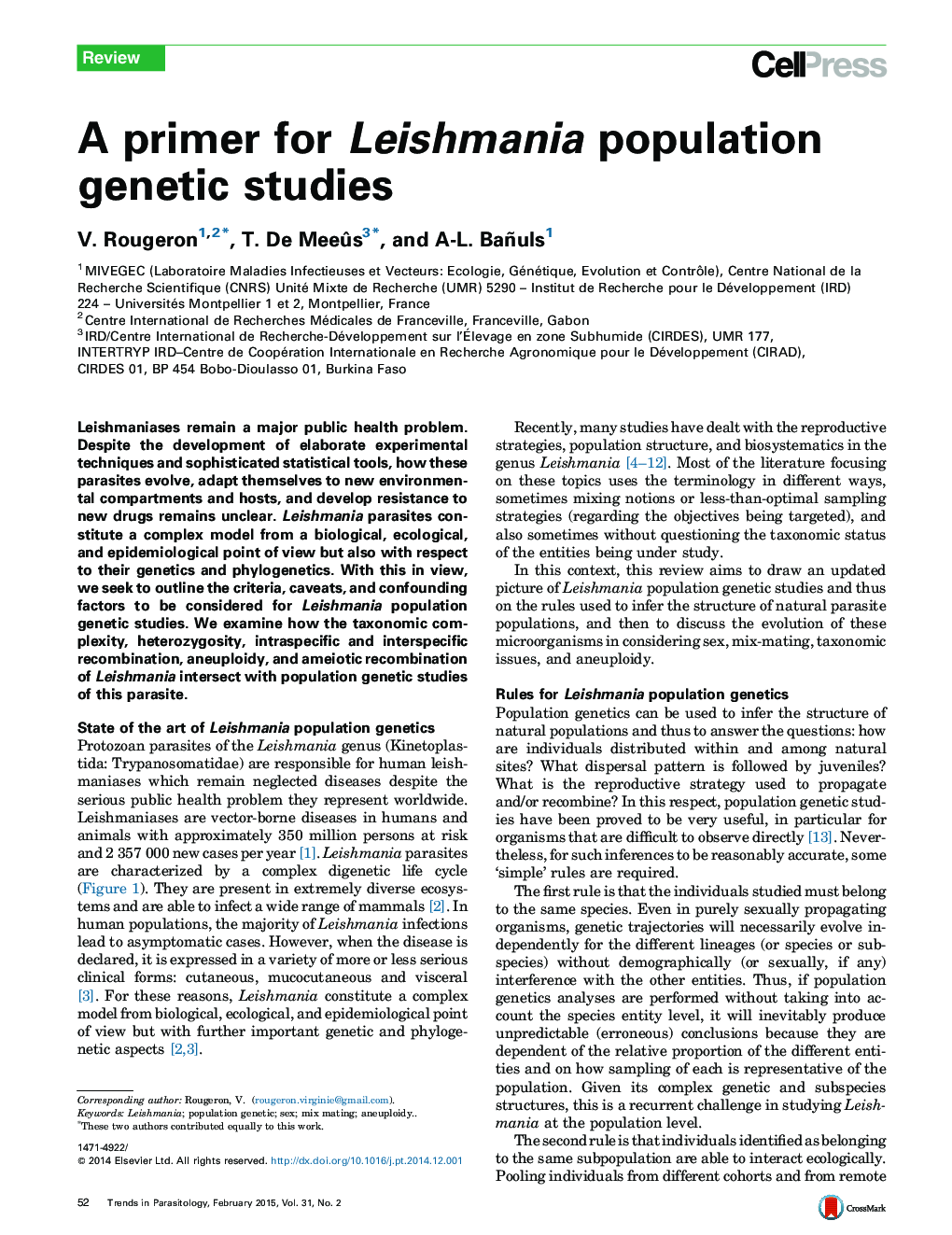 A primer for Leishmania population genetic studies