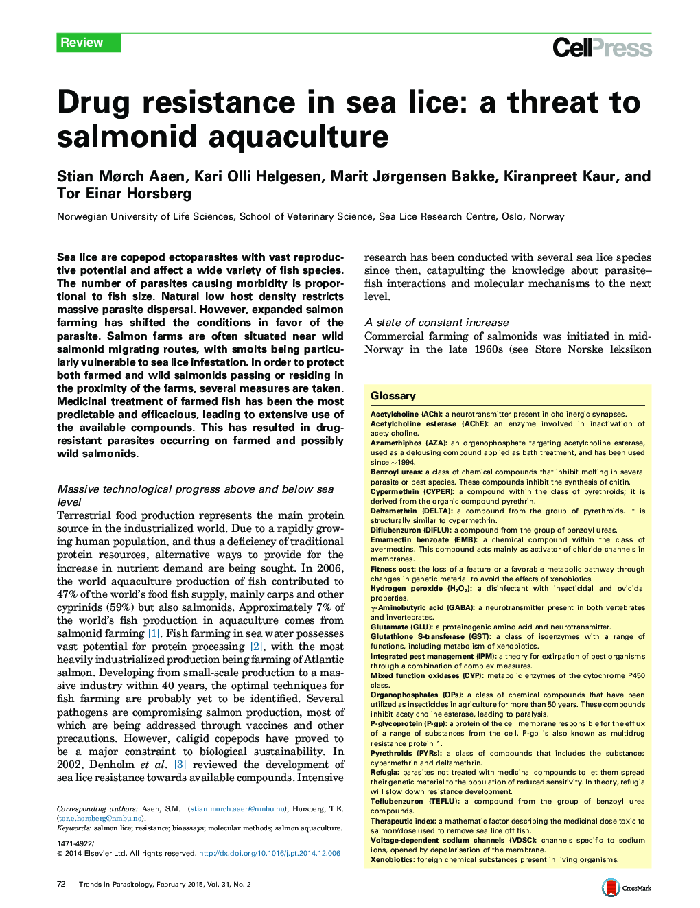 Drug resistance in sea lice: a threat to salmonid aquaculture