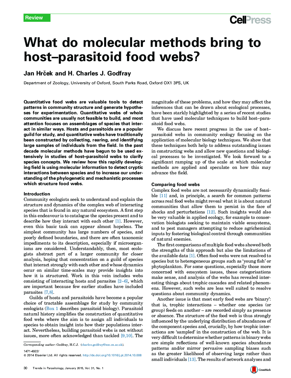 What do molecular methods bring to host–parasitoid food webs?