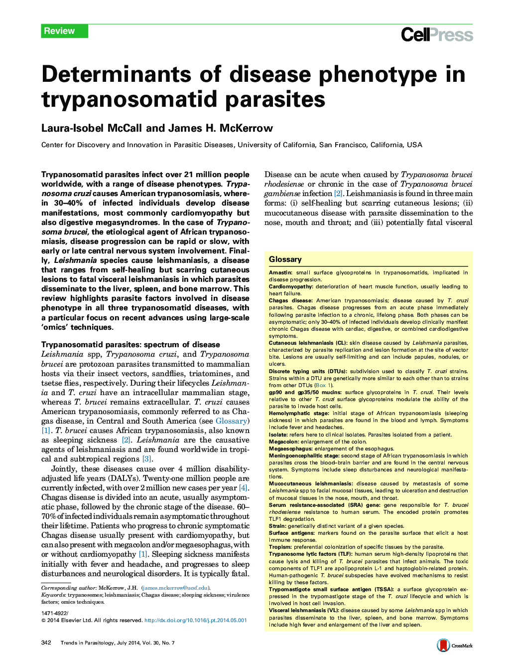 Determinants of disease phenotype in trypanosomatid parasites