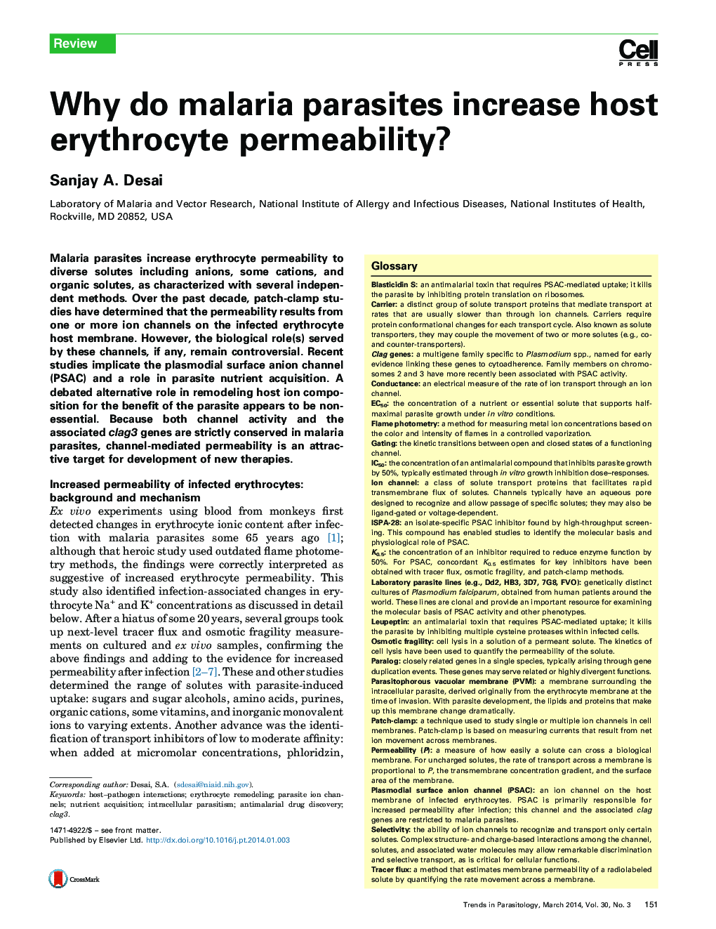 Why do malaria parasites increase host erythrocyte permeability?