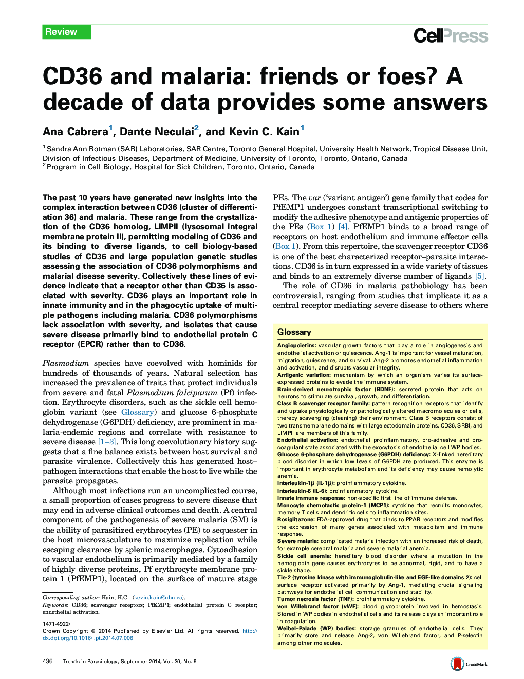 CD36 and malaria: friends or foes? A decade of data provides some answers