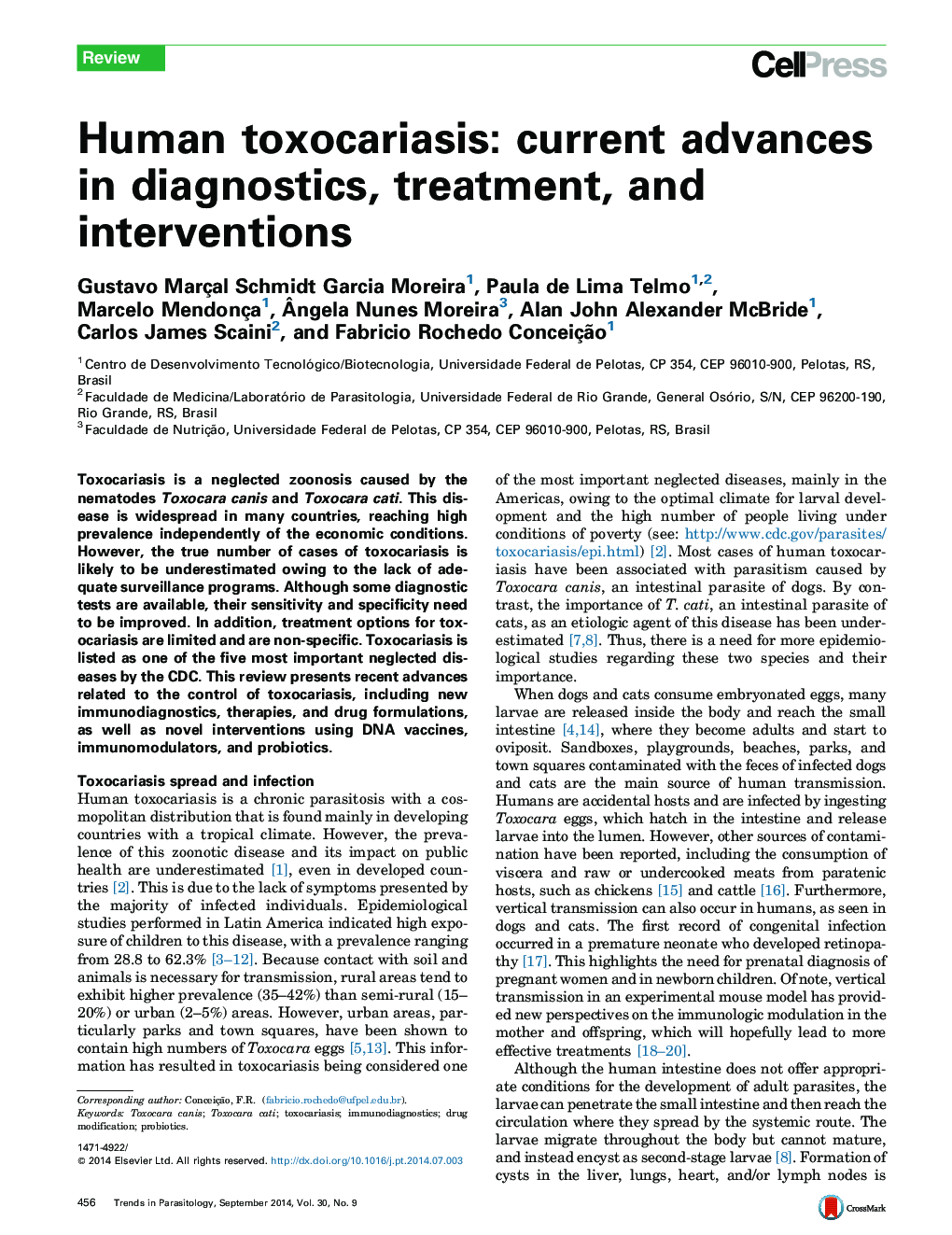 Human toxocariasis: current advances in diagnostics, treatment, and interventions