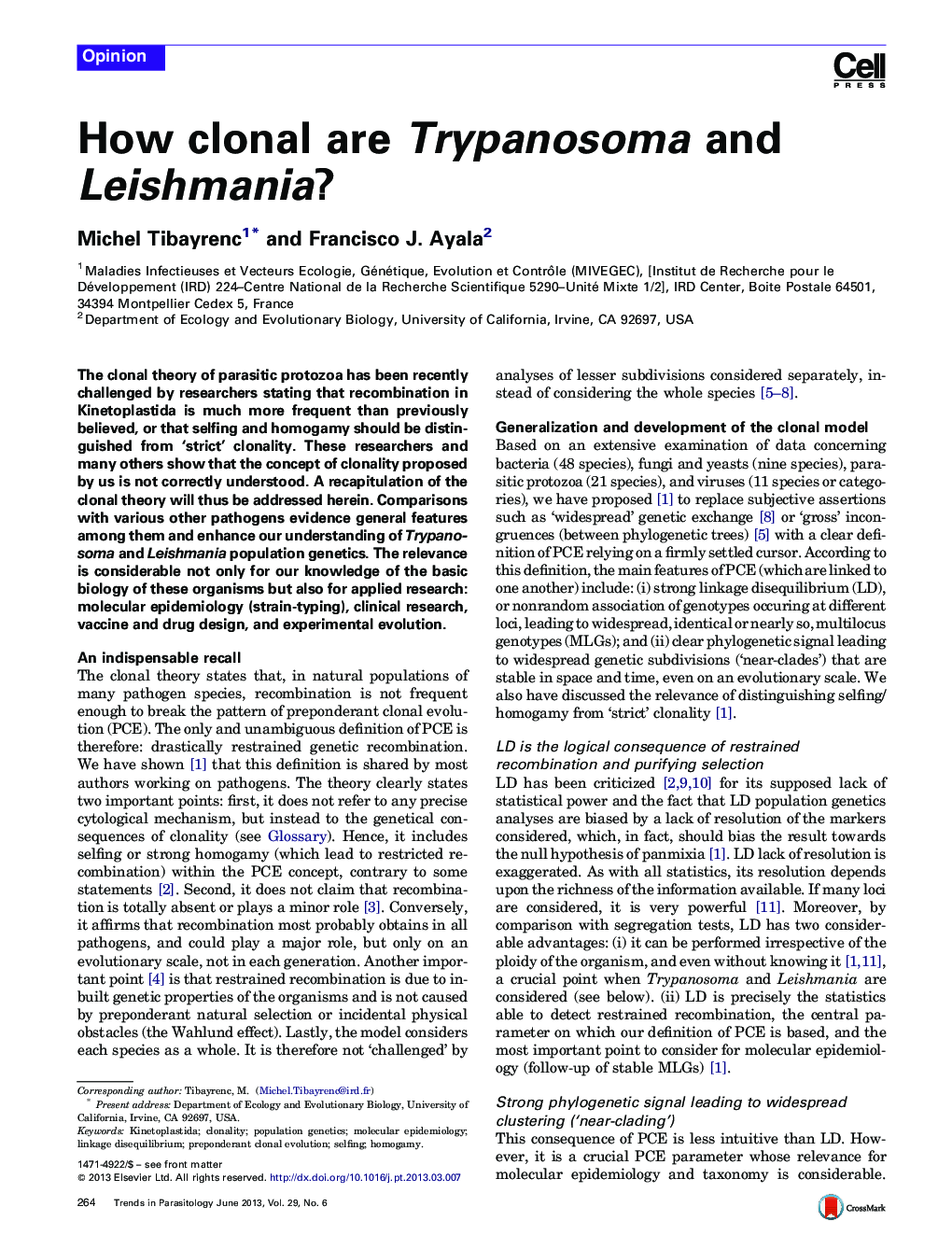 How clonal are Trypanosoma and Leishmania?