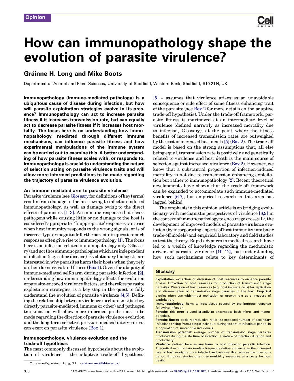 How can immunopathology shape the evolution of parasite virulence?