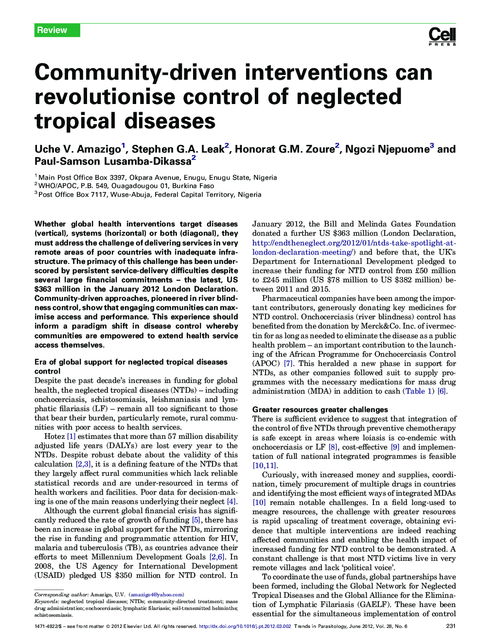 Community-driven interventions can revolutionise control of neglected tropical diseases