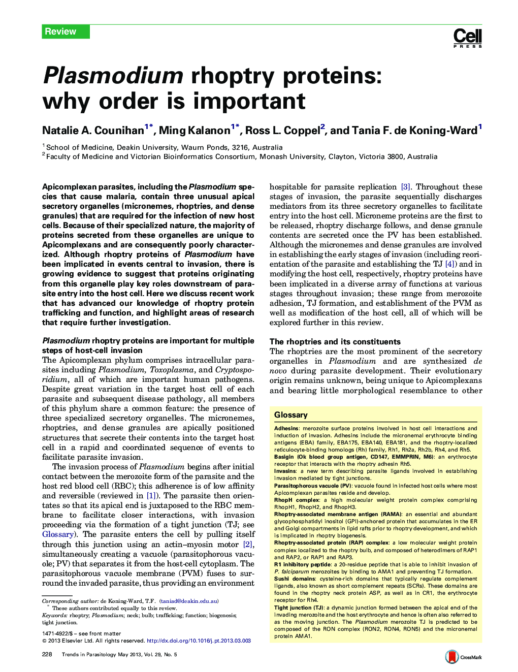 Plasmodium rhoptry proteins: why order is important