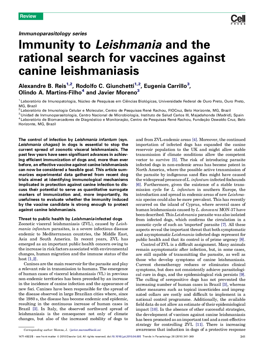 Immunity to Leishmania and the rational search for vaccines against canine leishmaniasis