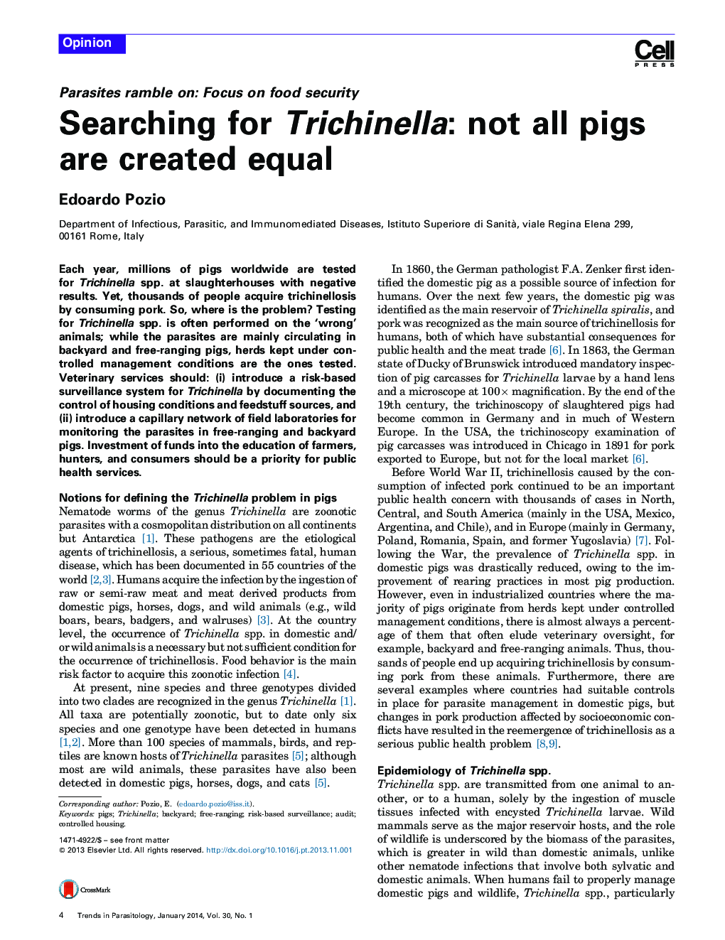 Searching for Trichinella: not all pigs are created equal