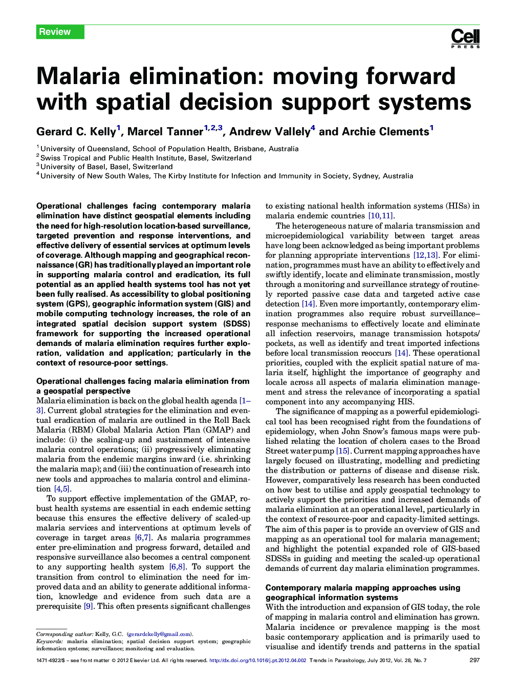 Malaria elimination: moving forward with spatial decision support systems