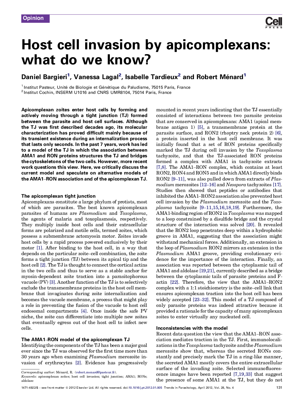 Host cell invasion by apicomplexans: what do we know?