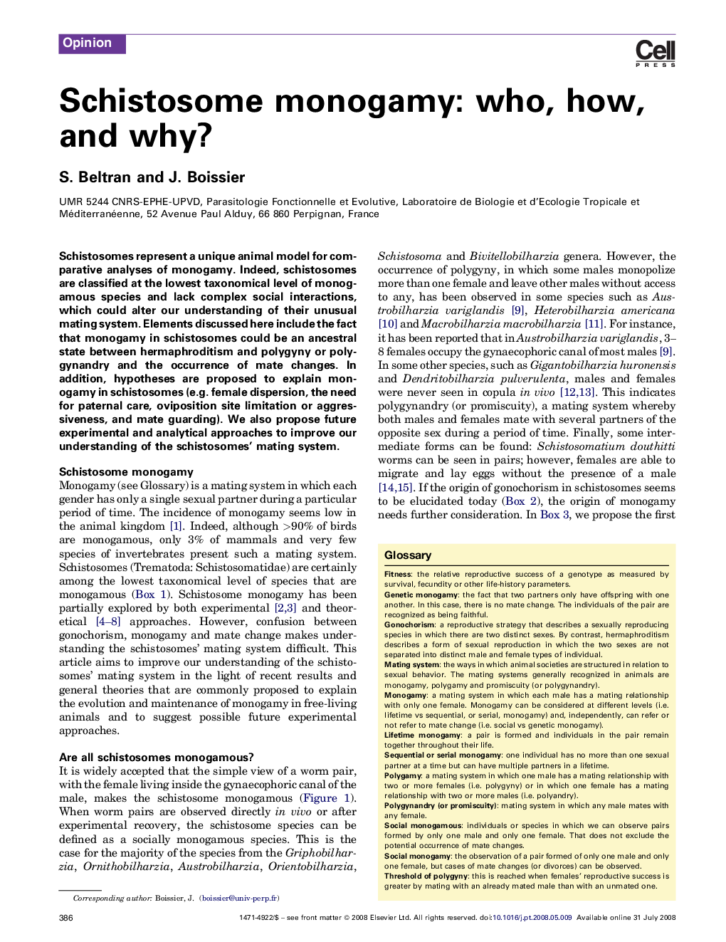 Schistosome monogamy: who, how, and why?