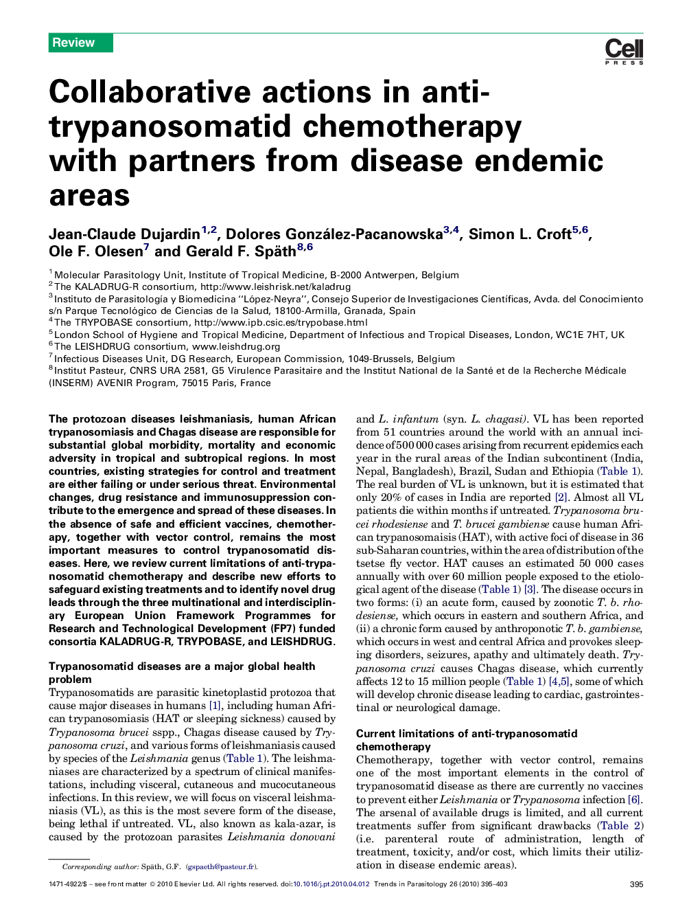 Collaborative actions in anti-trypanosomatid chemotherapy with partners from disease endemic areas