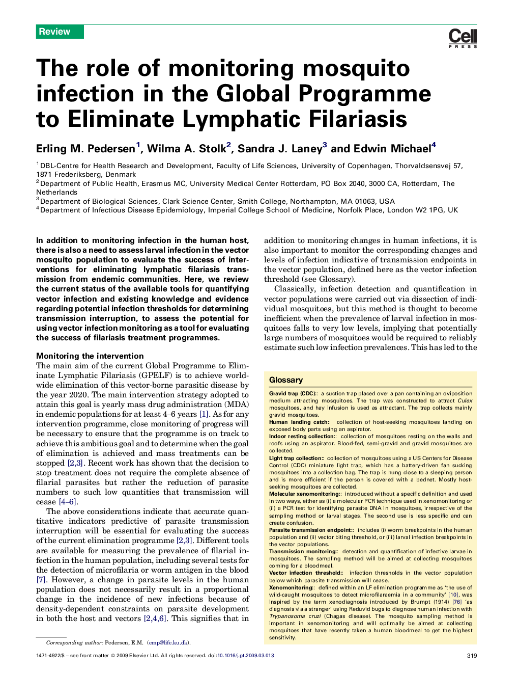 The role of monitoring mosquito infection in the Global Programme to Eliminate Lymphatic Filariasis