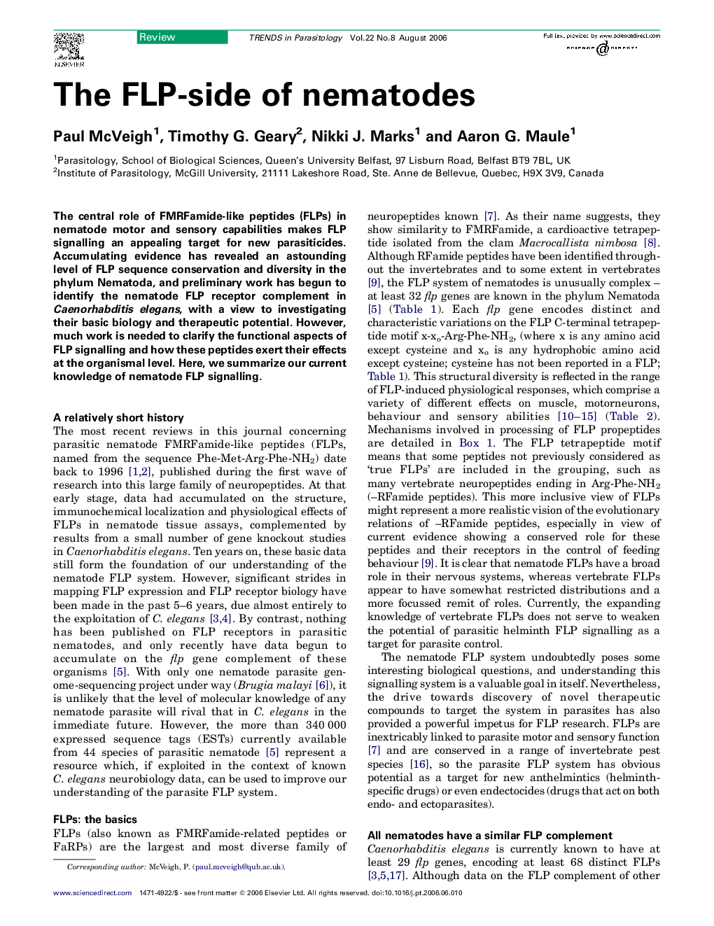 The FLP-side of nematodes