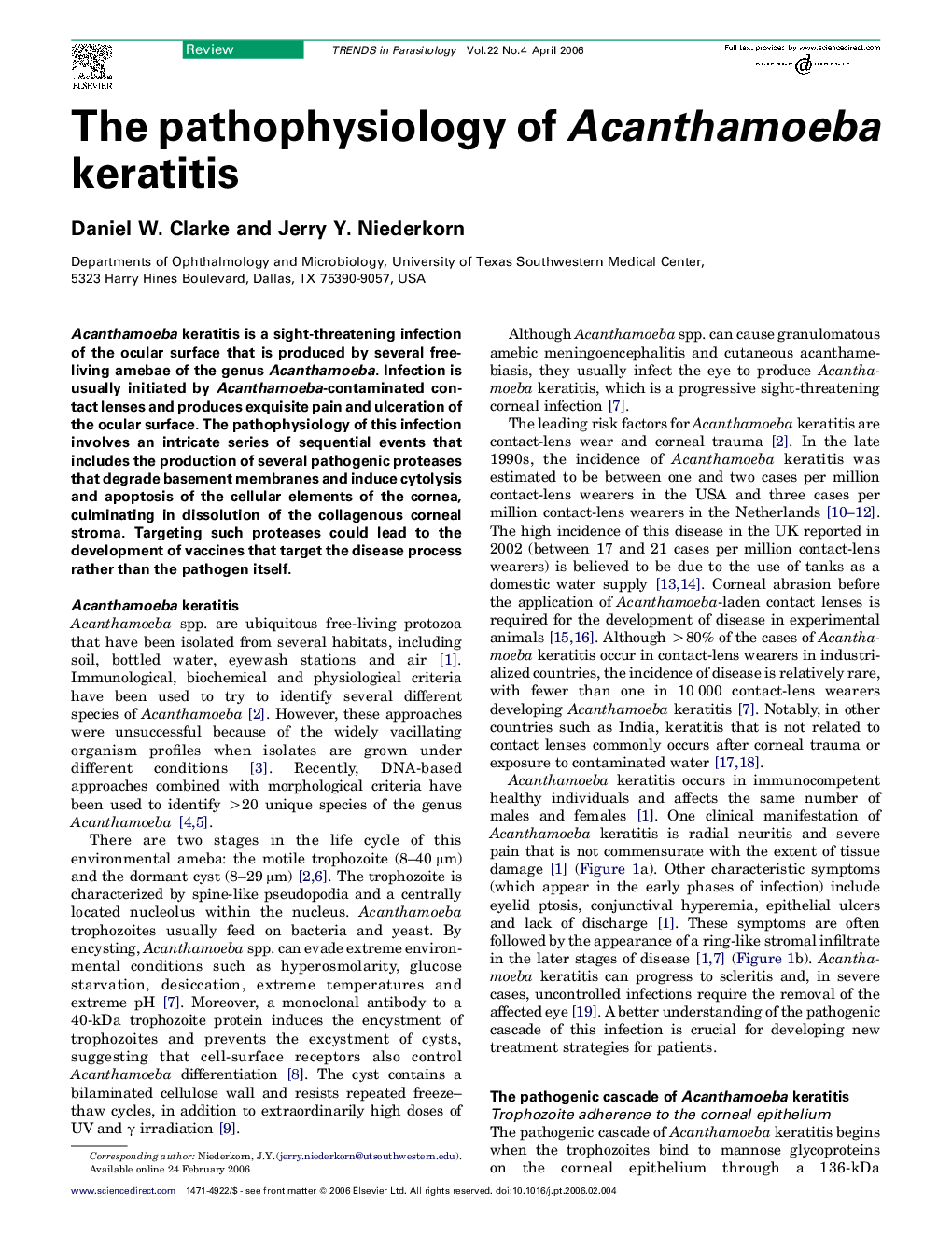 The pathophysiology of Acanthamoeba keratitis