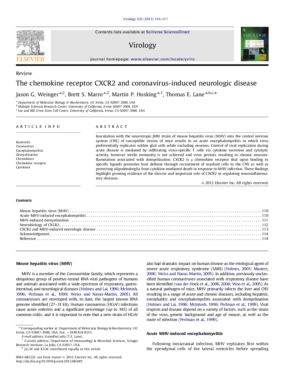 The chemokine receptor CXCR2 and coronavirus-induced neurologic disease