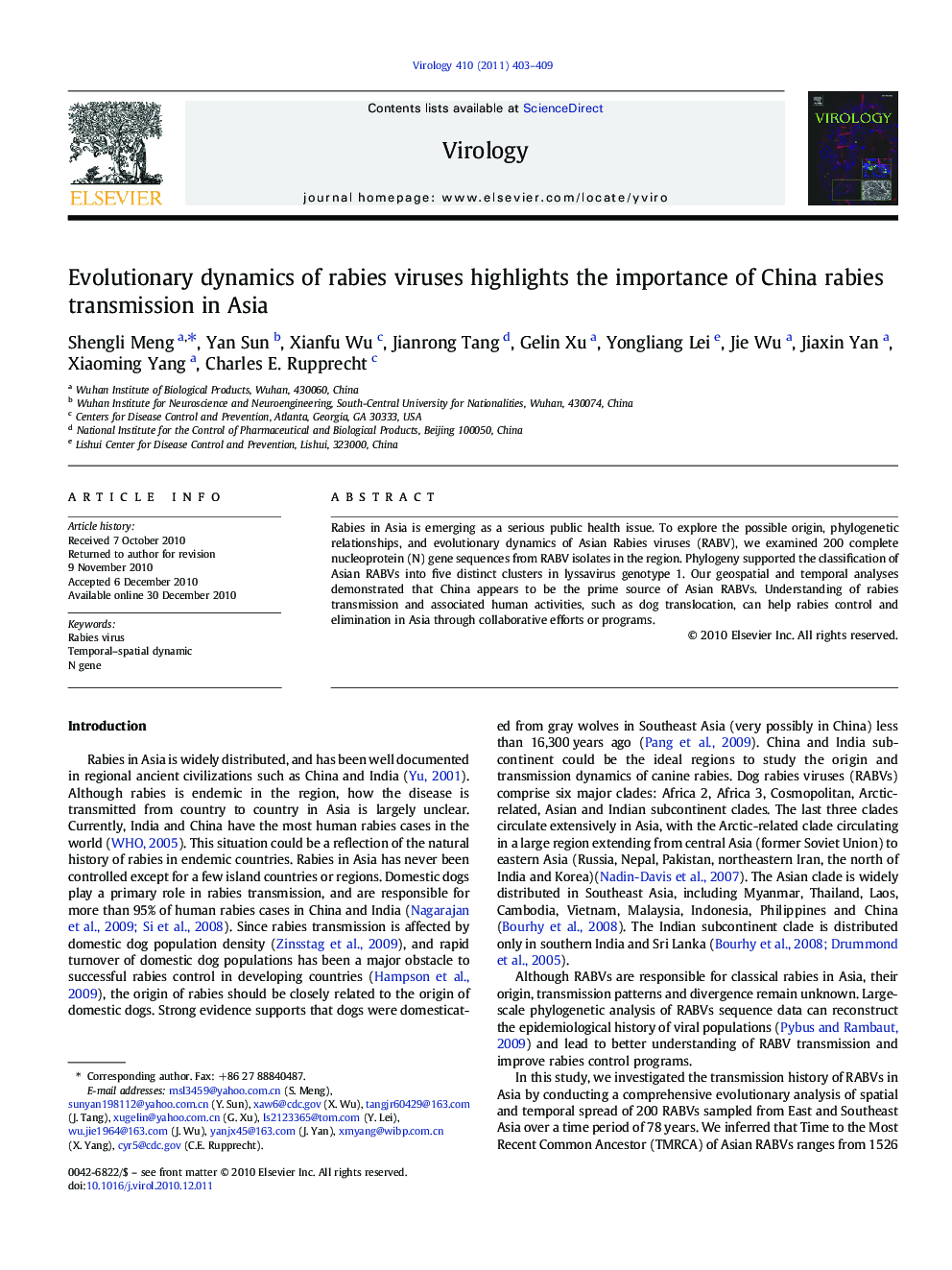 Evolutionary dynamics of rabies viruses highlights the importance of China rabies transmission in Asia