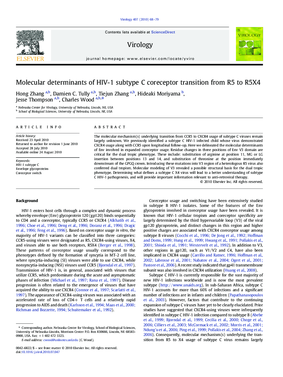 Molecular determinants of HIV-1 subtype C coreceptor transition from R5 to R5X4