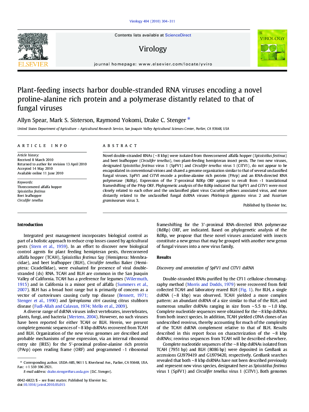 Plant-feeding insects harbor double-stranded RNA viruses encoding a novel proline-alanine rich protein and a polymerase distantly related to that of fungal viruses