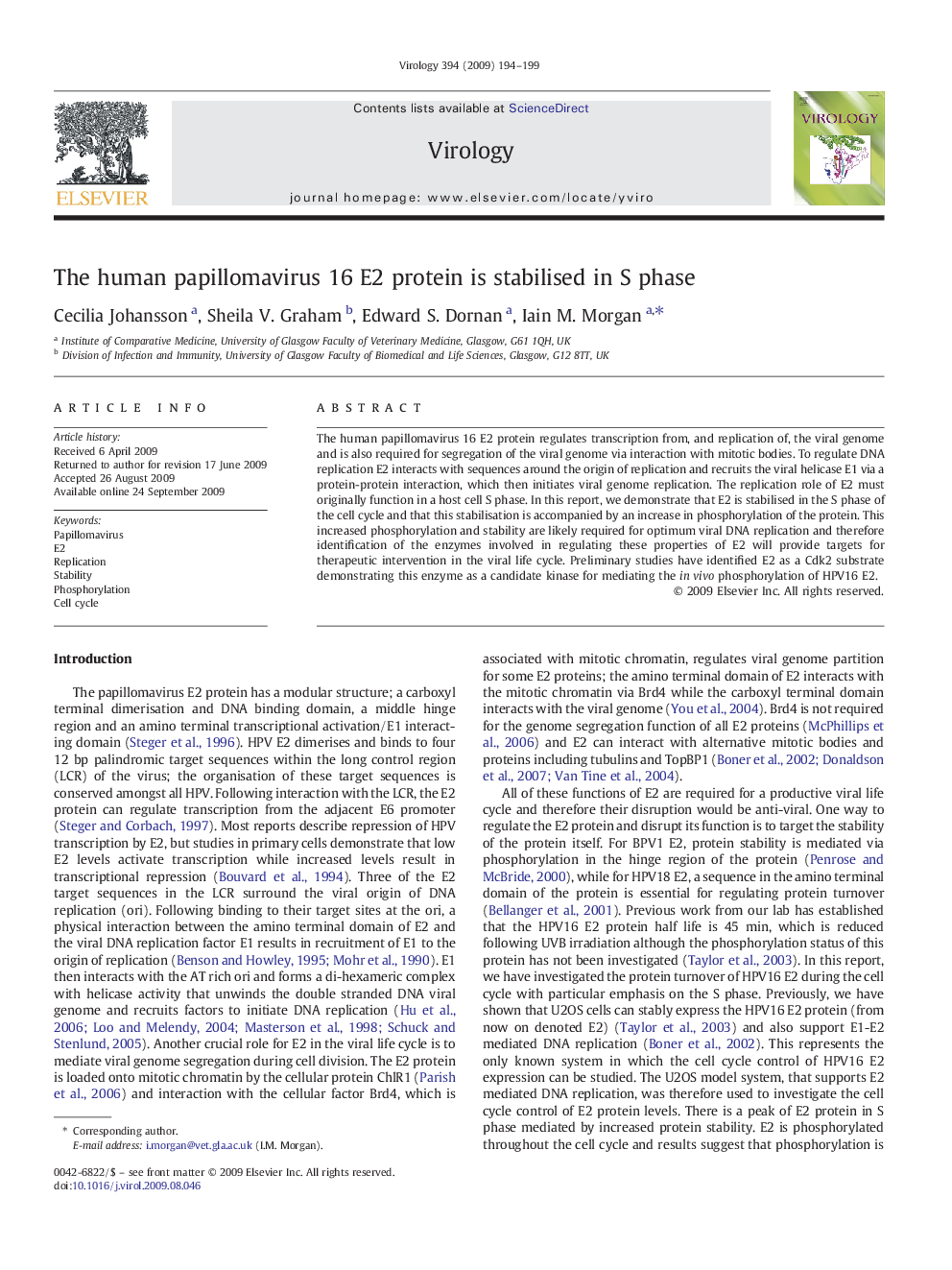 The human papillomavirus 16 E2 protein is stabilised in S phase