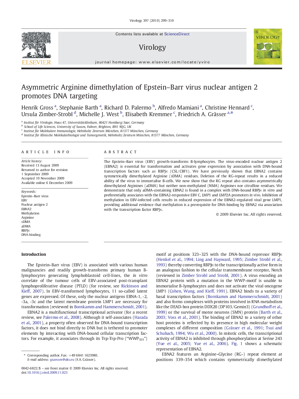 Asymmetric Arginine dimethylation of Epstein–Barr virus nuclear antigen 2 promotes DNA targeting