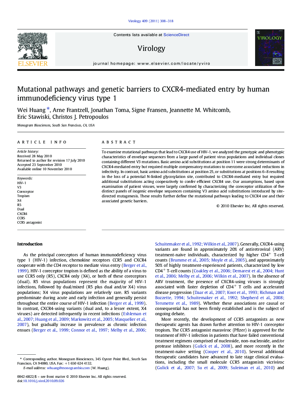 Mutational pathways and genetic barriers to CXCR4-mediated entry by human immunodeficiency virus type 1