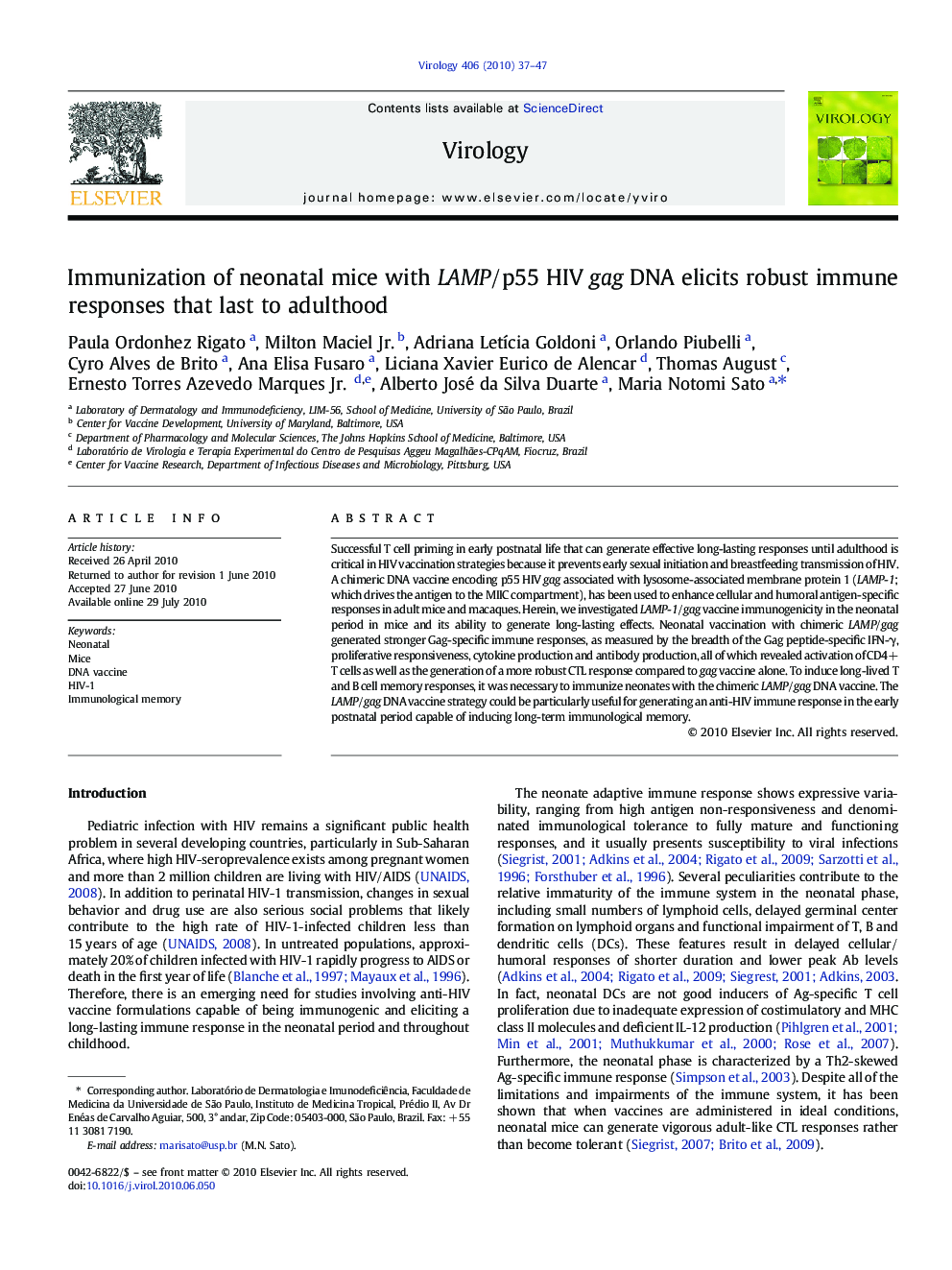 Immunization of neonatal mice with LAMP/p55 HIV gag DNA elicits robust immune responses that last to adulthood