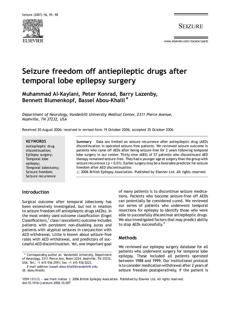 Seizure freedom off antiepileptic drugs after temporal lobe epilepsy surgery