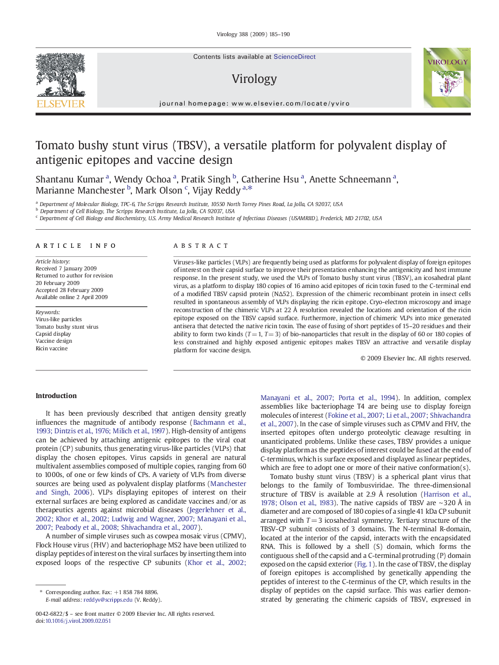 Tomato bushy stunt virus (TBSV), a versatile platform for polyvalent display of antigenic epitopes and vaccine design