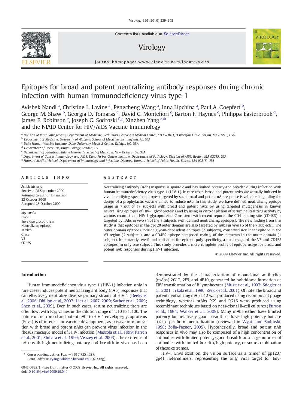 Epitopes for broad and potent neutralizing antibody responses during chronic infection with human immunodeficiency virus type 1