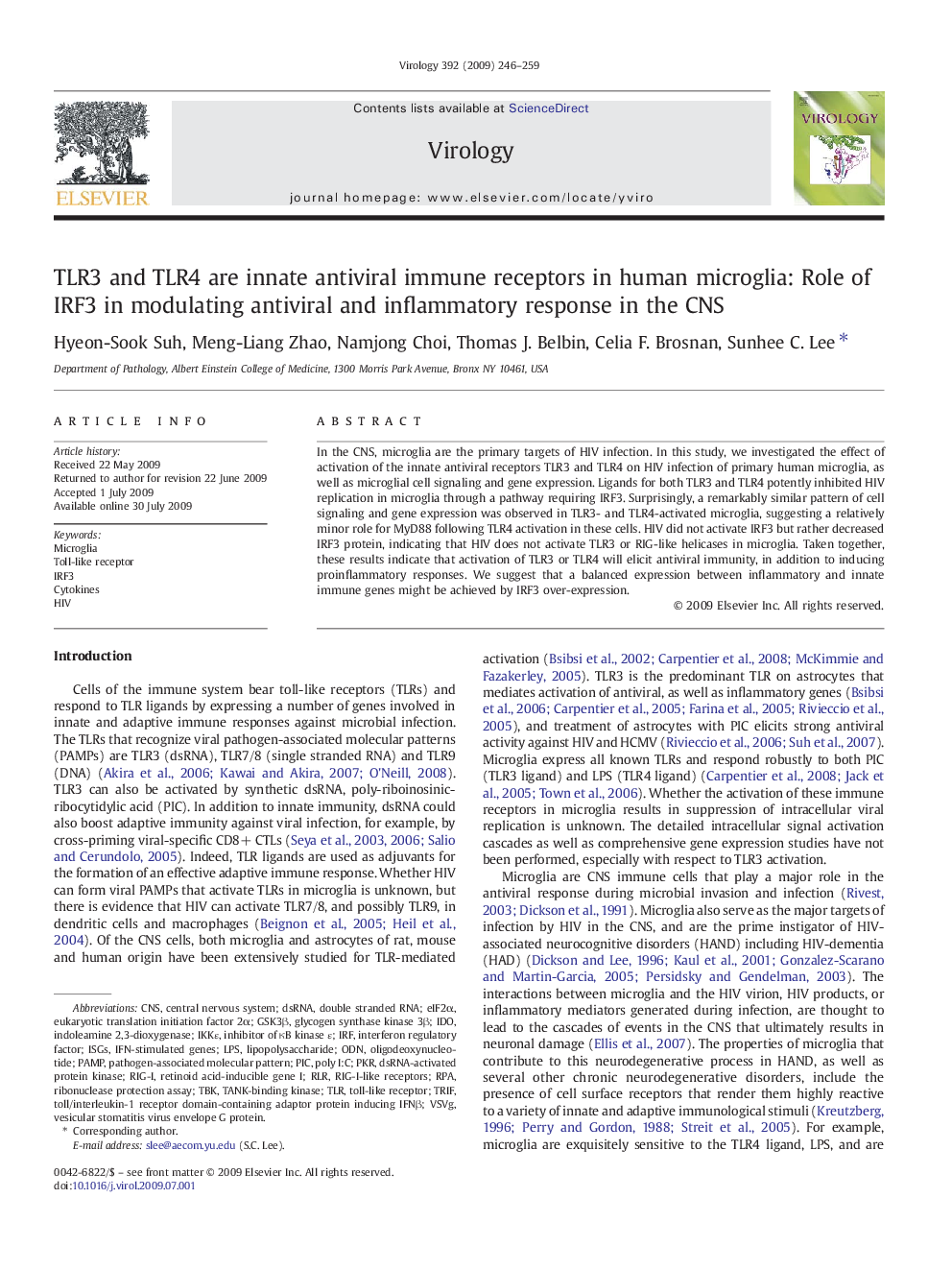 TLR3 and TLR4 are innate antiviral immune receptors in human microglia: Role of IRF3 in modulating antiviral and inflammatory response in the CNS