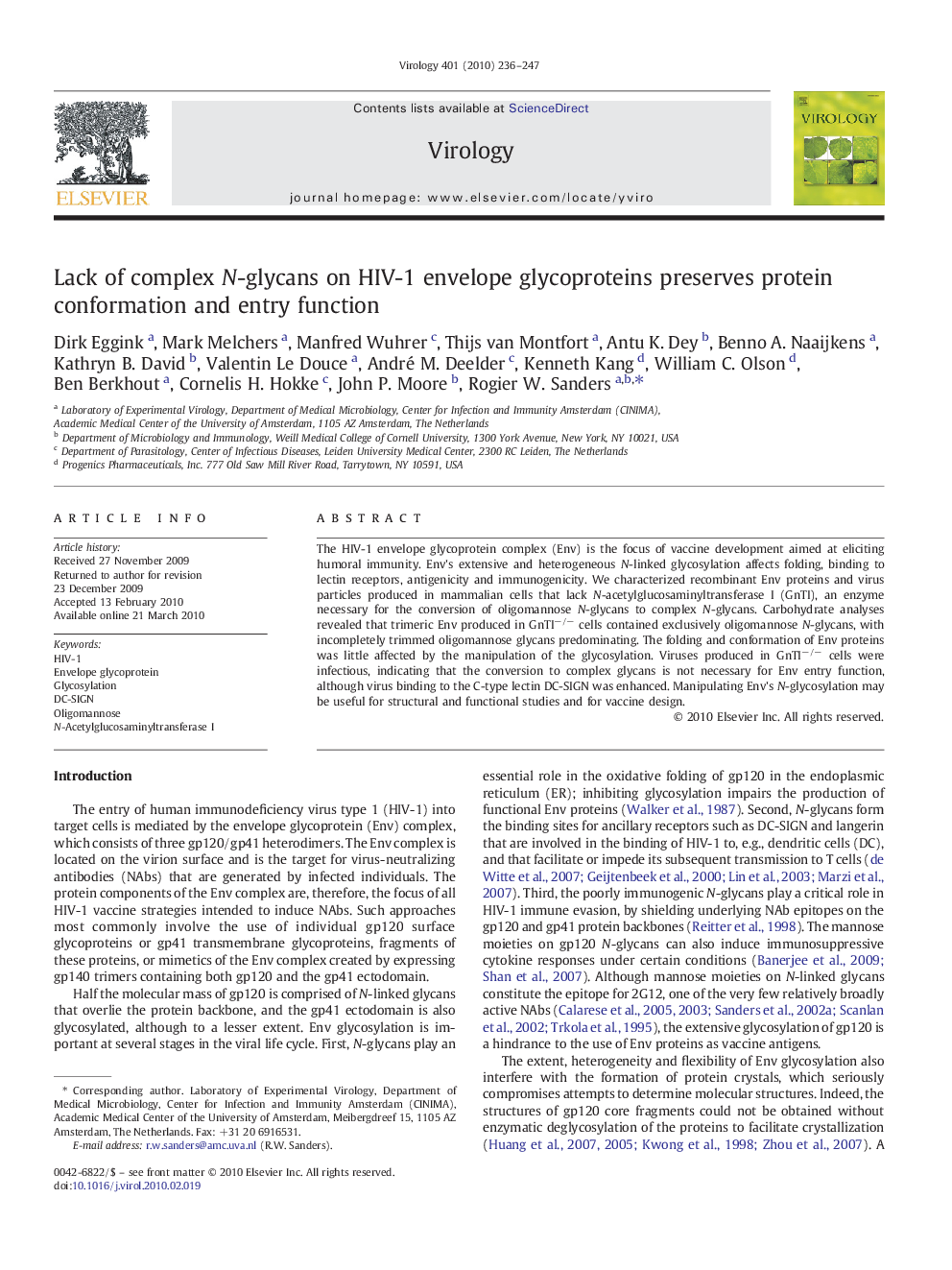 Lack of complex N-glycans on HIV-1 envelope glycoproteins preserves protein conformation and entry function