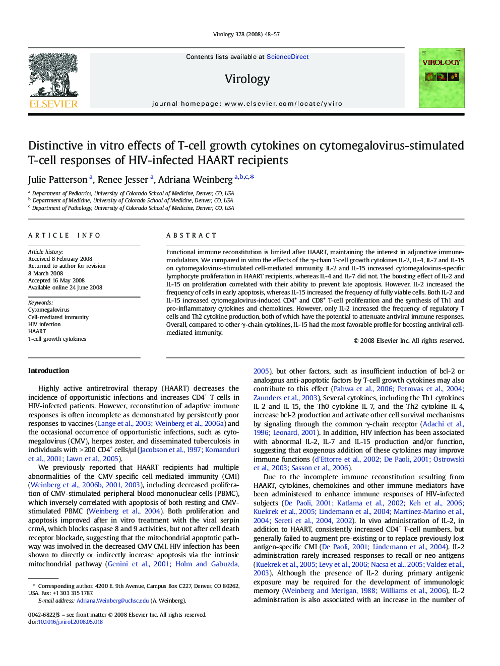 Distinctive in vitro effects of T-cell growth cytokines on cytomegalovirus-stimulated T-cell responses of HIV-infected HAART recipients