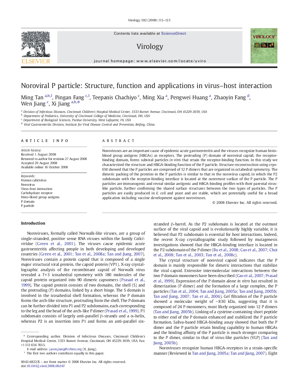 عکس صفحه اول مقاله: Noroviral P particle: Structure, function and applications in virus–host interaction Noroviral P particle: Structure, function and applications in virus–host interaction
