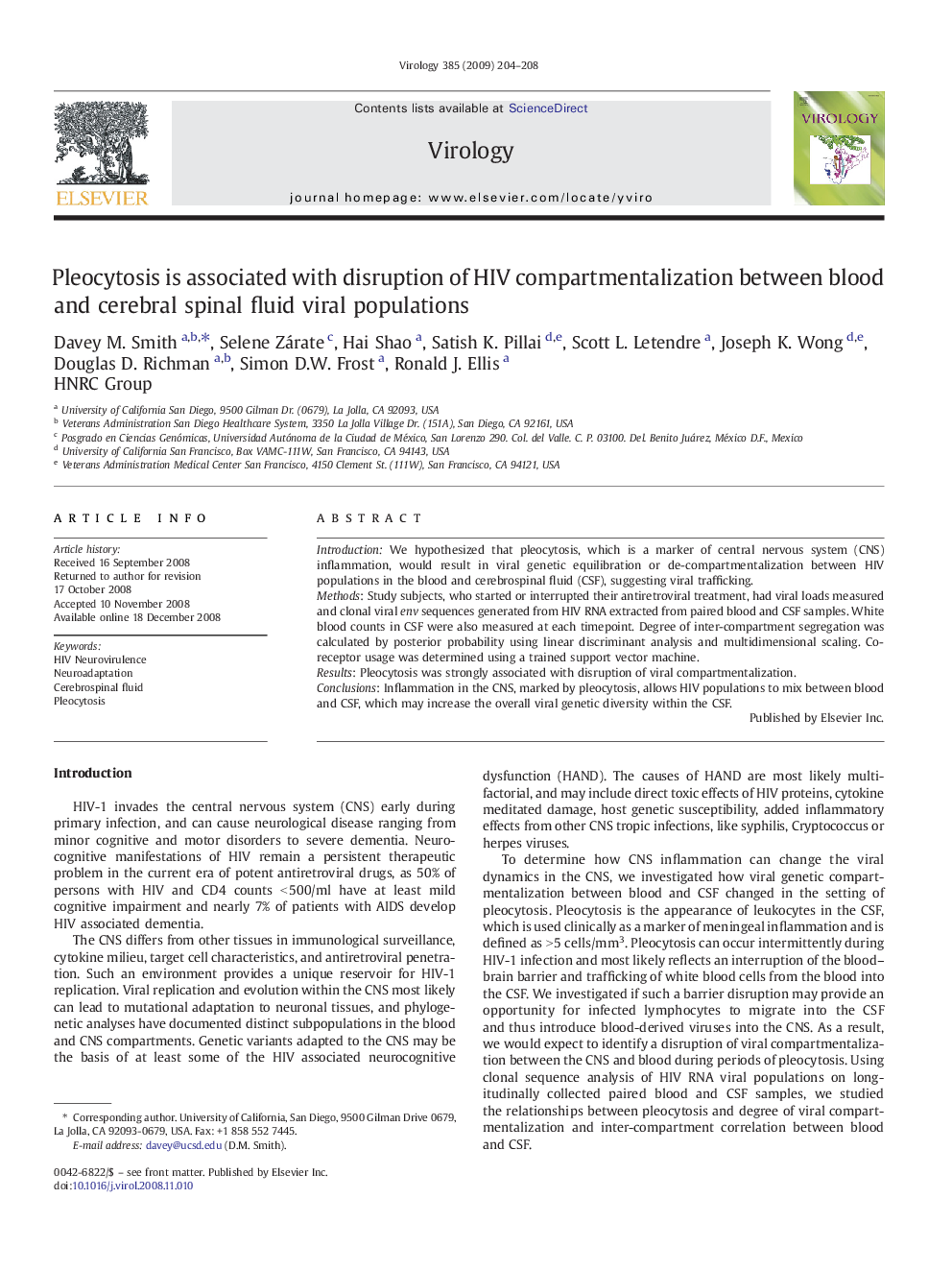 Pleocytosis is associated with disruption of HIV compartmentalization between blood and cerebral spinal fluid viral populations