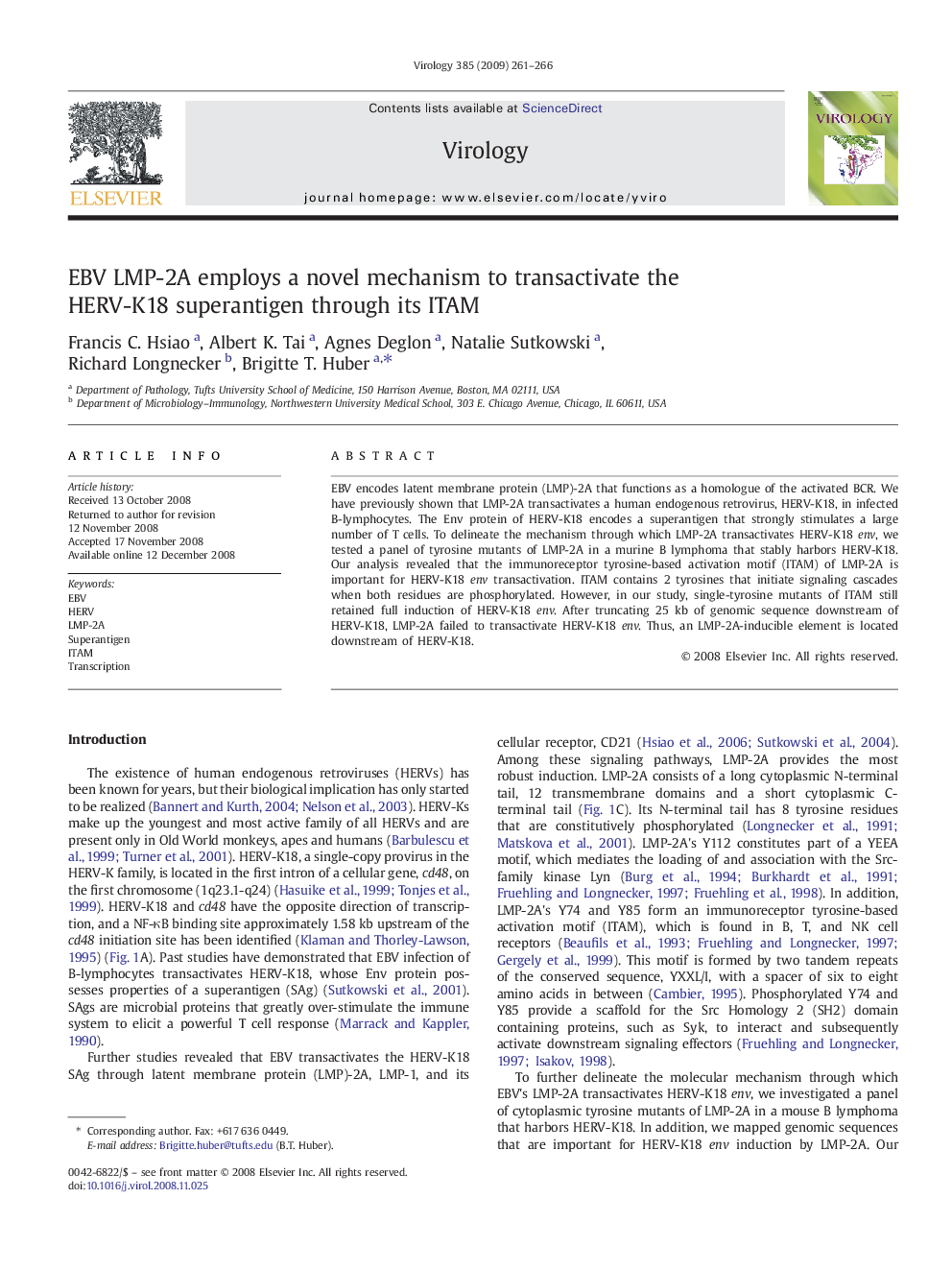 EBV LMP-2A employs a novel mechanism to transactivate the HERV-K18 superantigen through its ITAM