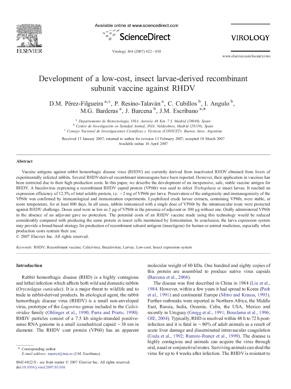 Development of a low-cost, insect larvae-derived recombinant subunit vaccine against RHDV