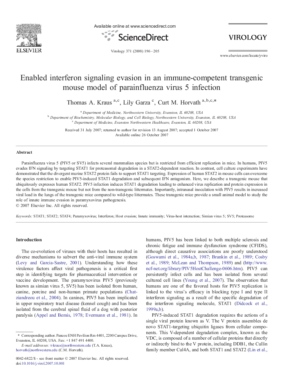 Enabled interferon signaling evasion in an immune-competent transgenic mouse model of parainfluenza virus 5 infection